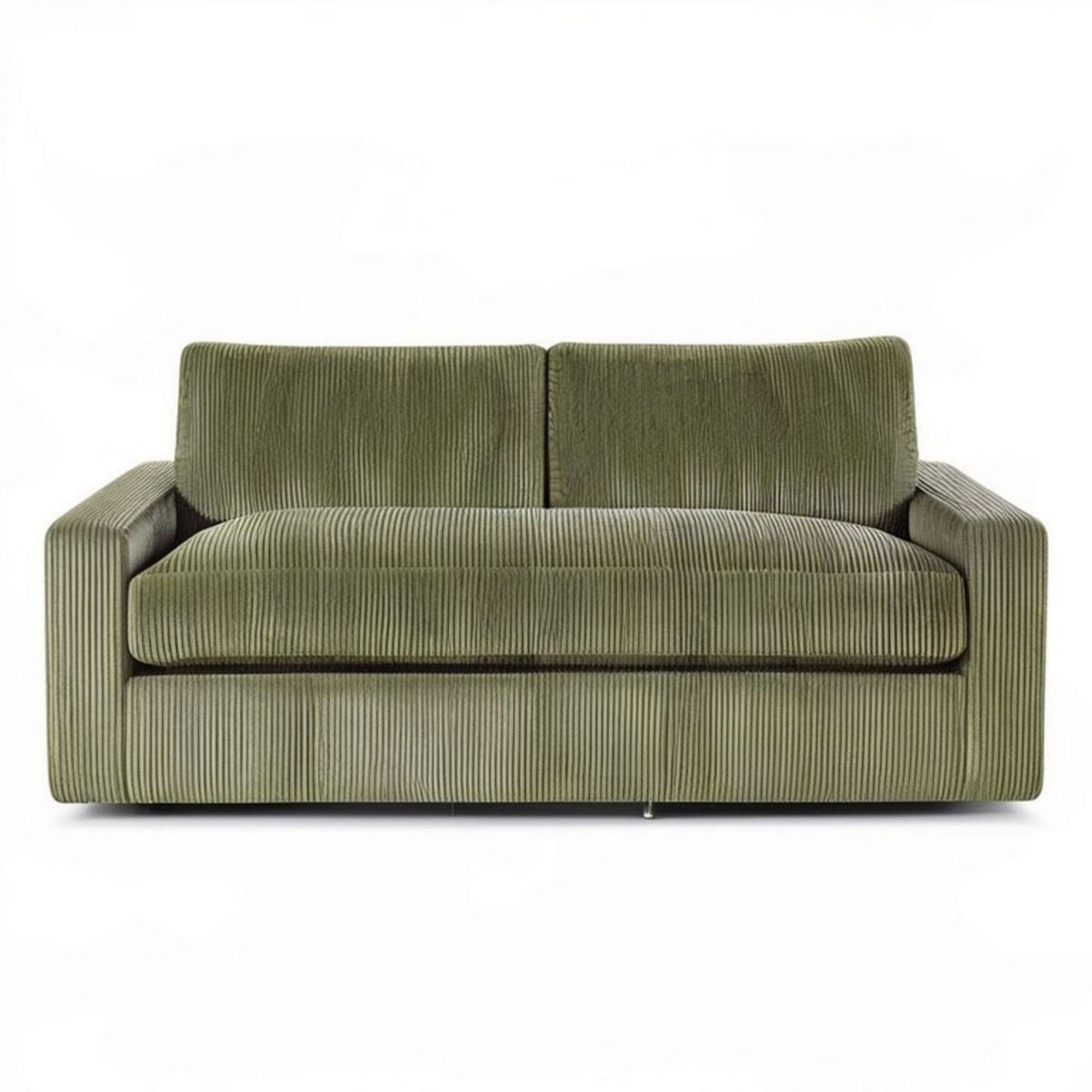 2-Sitzer-Sofa mit Armlehnen, Cordbezug, 170 x 90 x 85 cm, Olivgrün