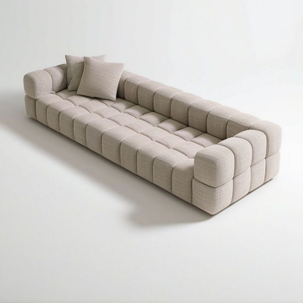 3-Sitzer-Sofa 260 x 105 x 70 cm Beige mit Polyesterbezug und Schaumstoffpolsterung