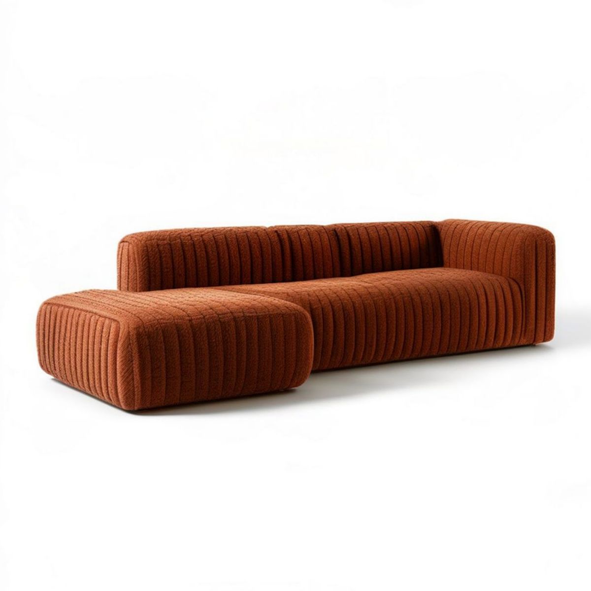 2-teiliges Ecksofa mit linker Chaiselongue in Terrakotta, Cord-Polyester, 280 x 165 x 75 cm