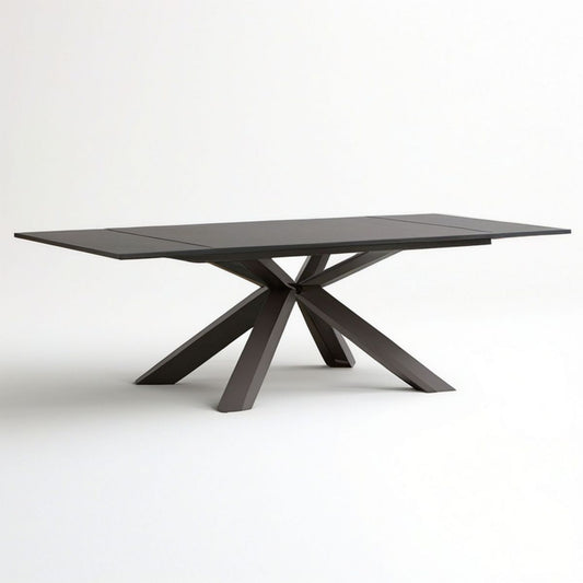 Ausziehbarer Esstisch 180–220 x 100 x 76 cm Schwarz MDF Stahl